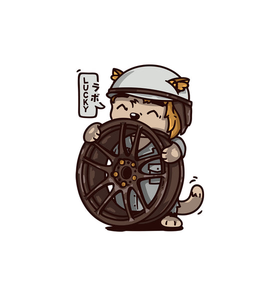 Lucky Labo Wheel Cat Sticker
